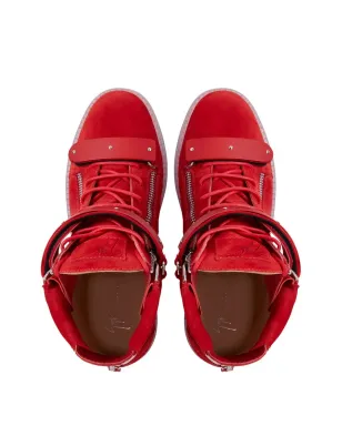 Giuseppe Zanotti コビー ベロア ダブルストラップ ミッドトップ スニーカー レッド - サムネイル4