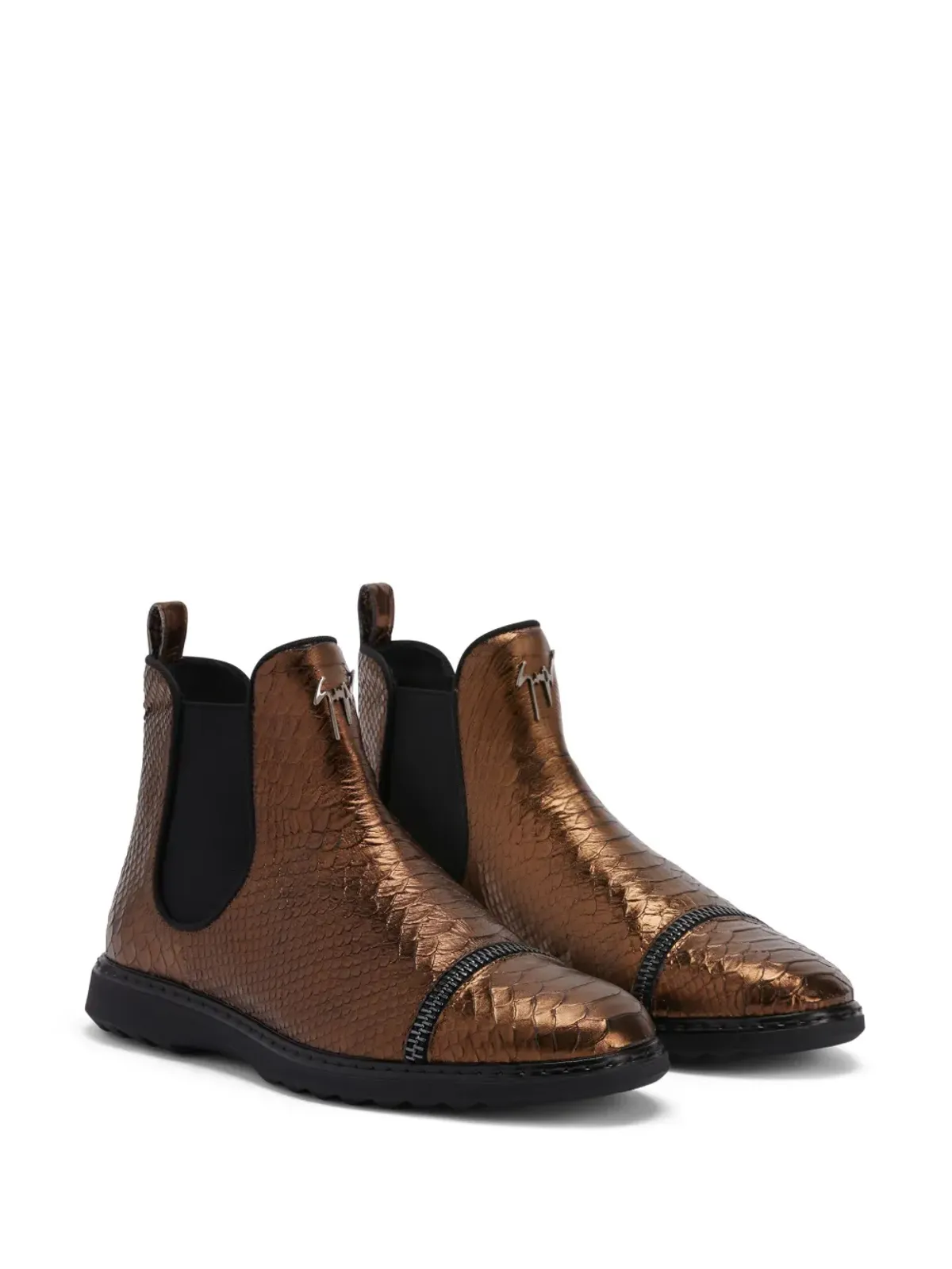 Giuseppe Zanotti エンボスド・クロコダイルレザー アンクルブーツ - 画像2