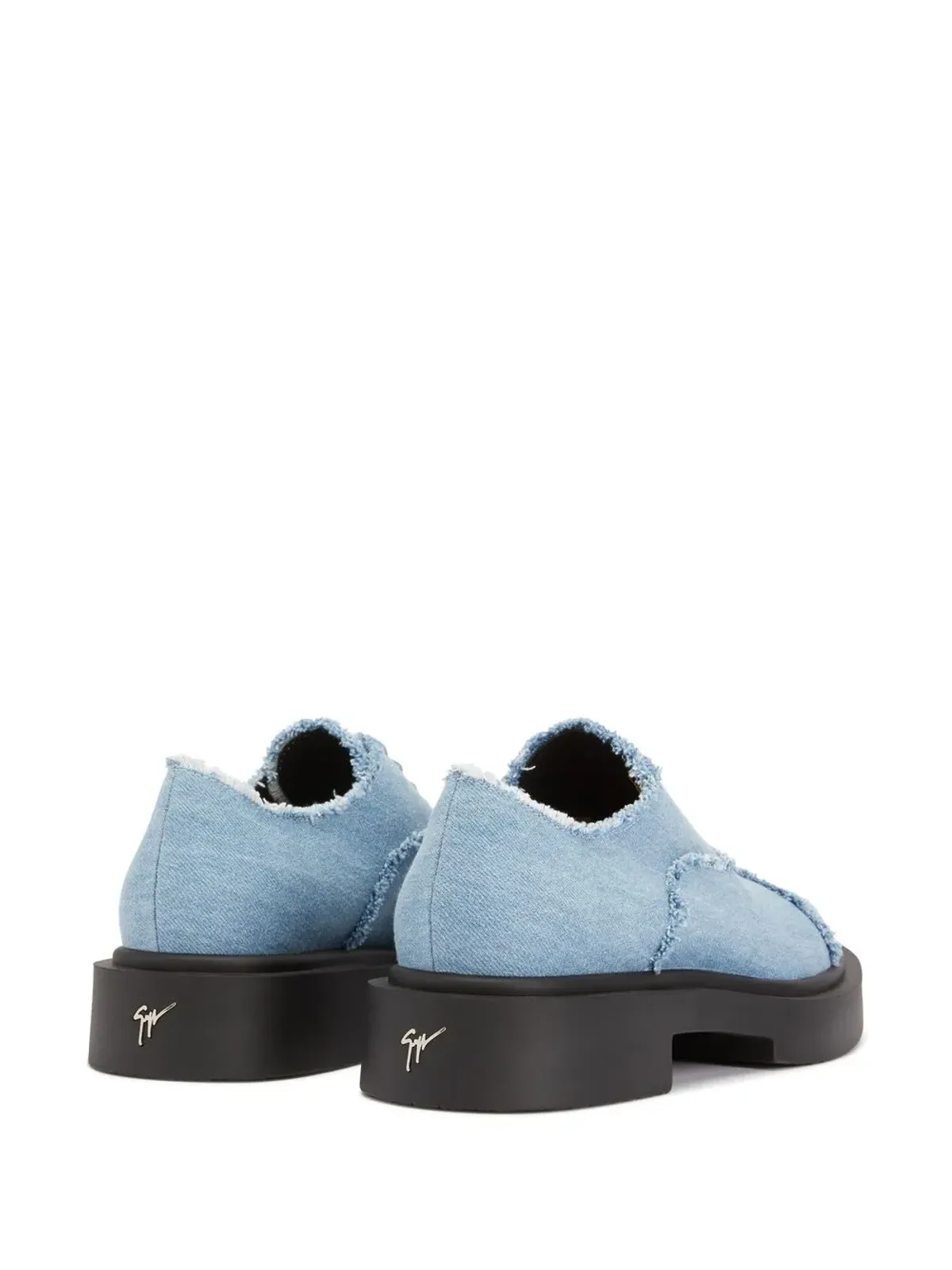 Giuseppe Zanotti アドリック フレイドデニム オックスフォードシューズ - 画像3