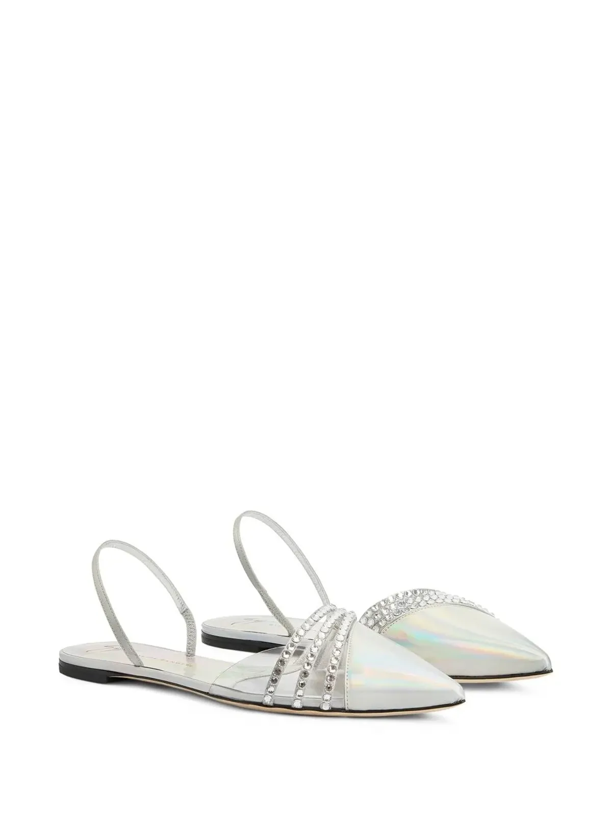 Giuseppe Zanotti クララリ―スリングバックフラットサンダル - シルバー - 画像2