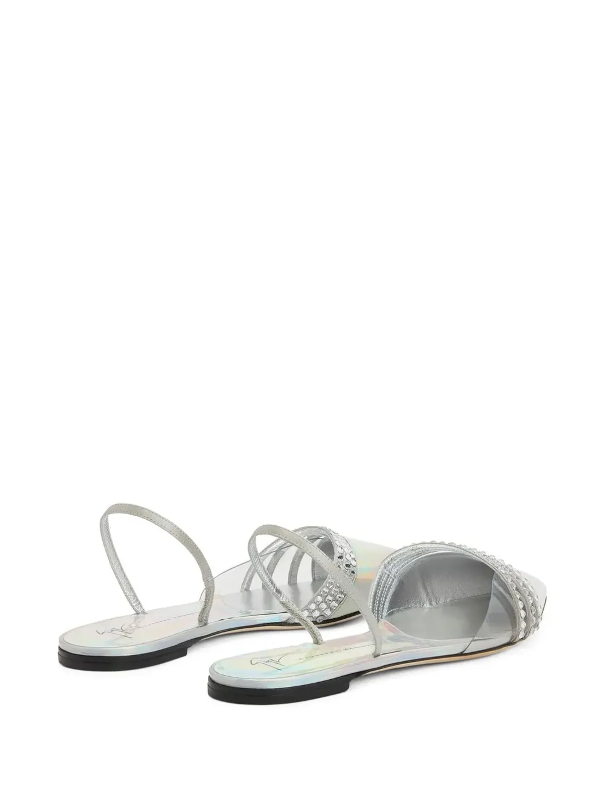 Giuseppe Zanotti クララリ―スリングバックフラットサンダル - シルバー - 画像3