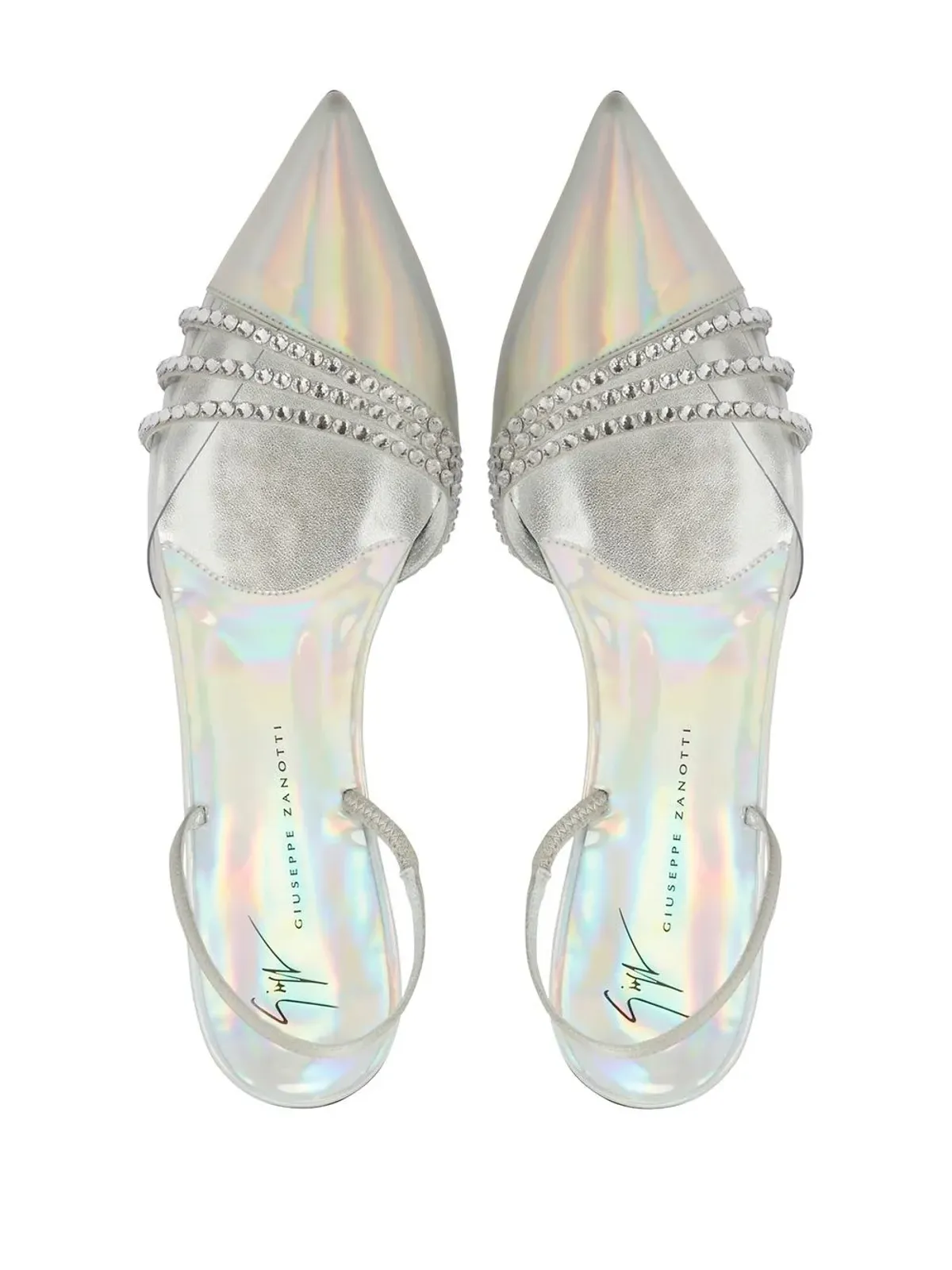 Giuseppe Zanotti クララリ―スリングバックフラットサンダル - シルバー - 画像4