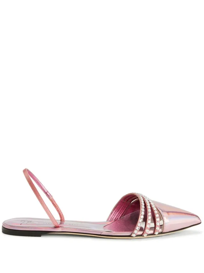 Giuseppe Zanotti Giuseppe Zanotti Claralie ラインストーン装飾フラットパンプス - ピンクの商品画像