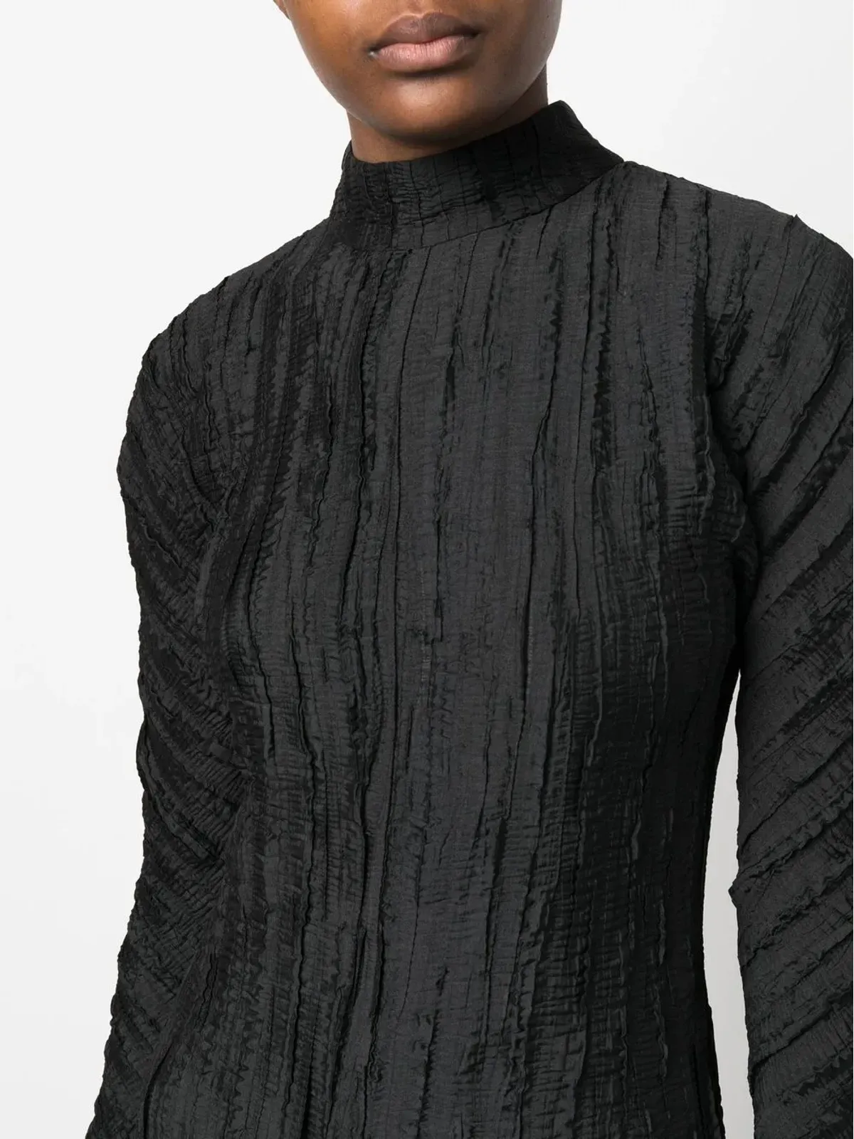 Rodebjer シワ加工モックネックドレス - 画像5