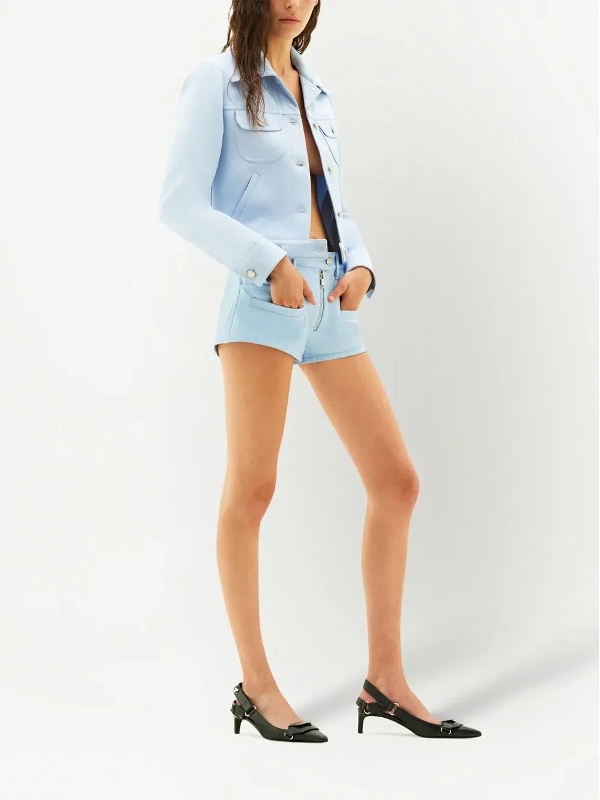 Courrèges ヘリテージ ヴィニール ショーツ ブルー - 画像3