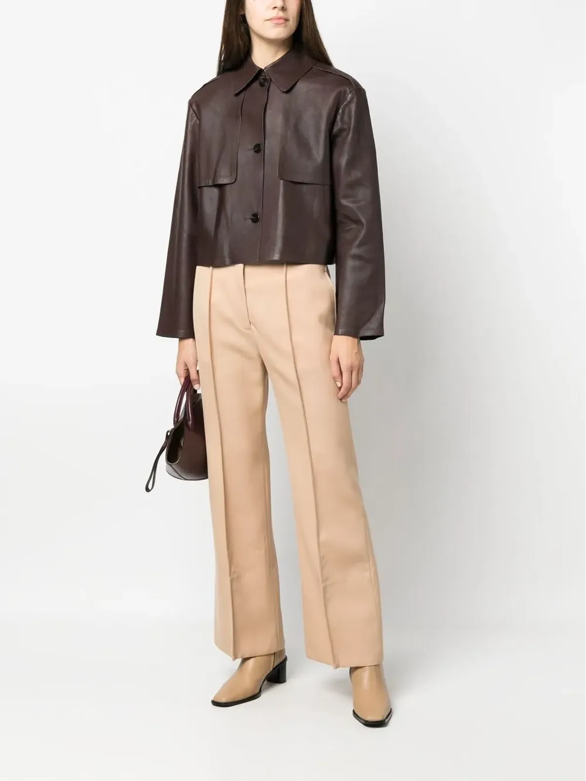 Jil Sander pintuck-detail flared trousers - Neutrals - 画像2