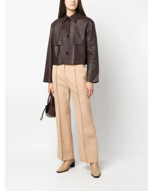Jil Sander pintuck-detail flared trousers - Neutrals - サムネイル2