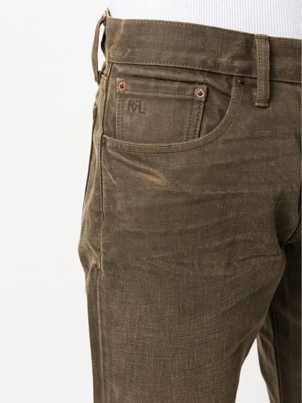 Ralph Lauren RRL ブリーチウォッシュ加工ストレートジーンズ - 画像5