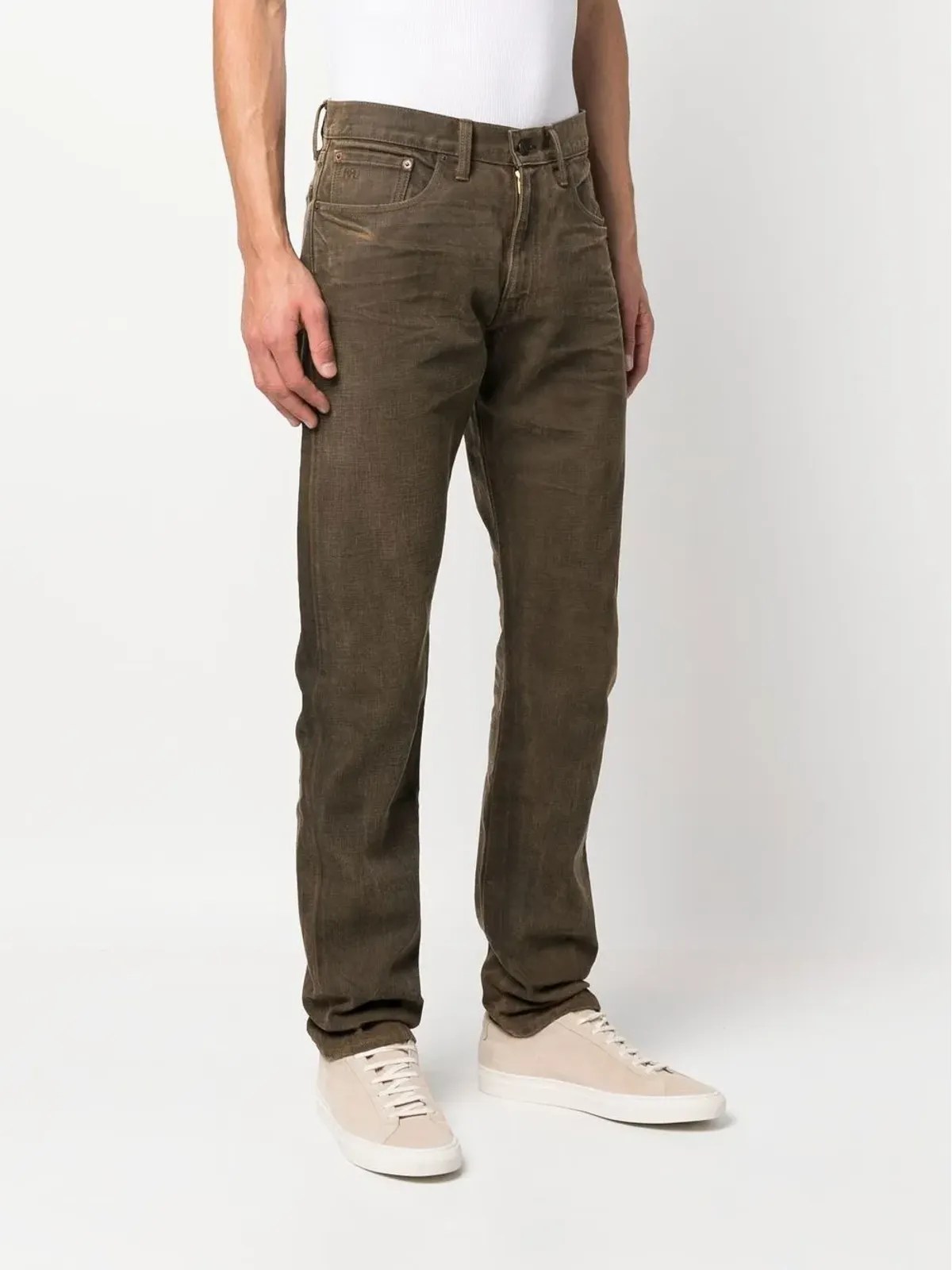 Ralph Lauren RRL ブリーチウォッシュ加工ストレートジーンズ - 画像3
