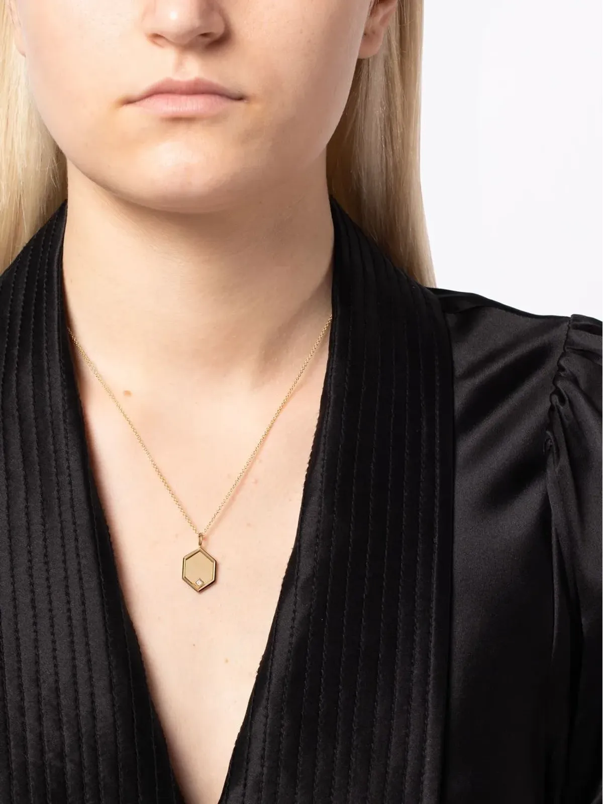 Lizzie Mandler Fine Jewelry ヘキサゴンチャーム ダイヤモンド ネックレス - 画像2