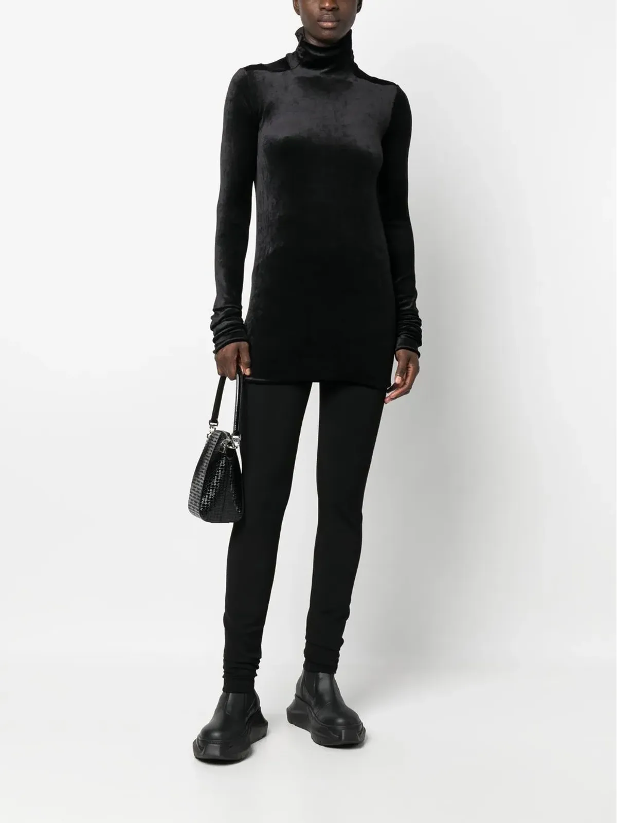 Rick Owens Lilies Amber ジャージー編み レギンス ブラック - 画像2