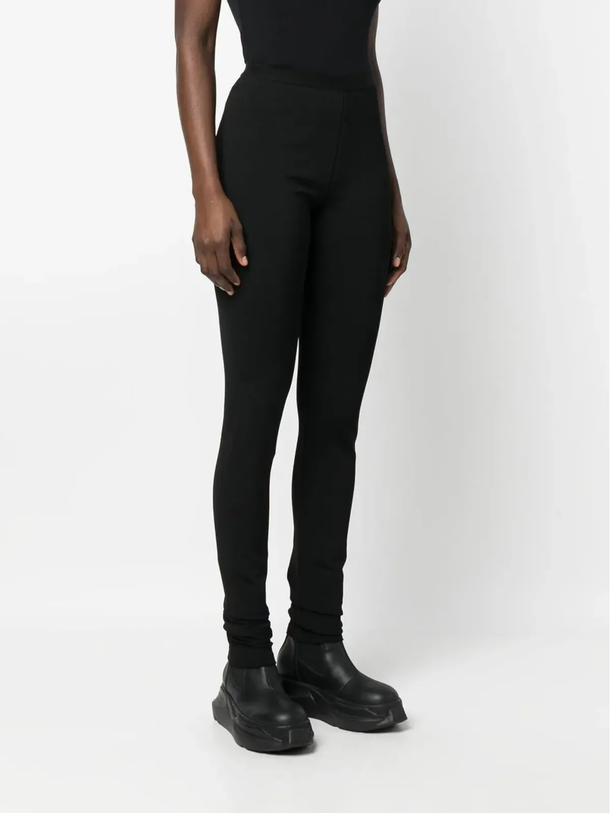 Rick Owens Lilies Amber ジャージー編み レギンス ブラック - 画像3