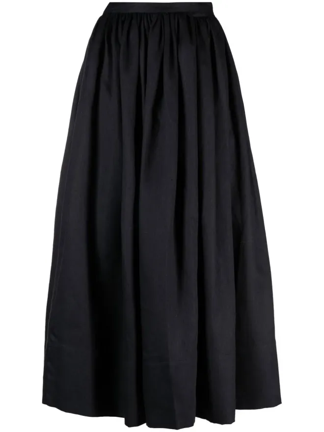 ASCENO Asceno Coco フルリネン ミディスカート - ブラックの商品画像