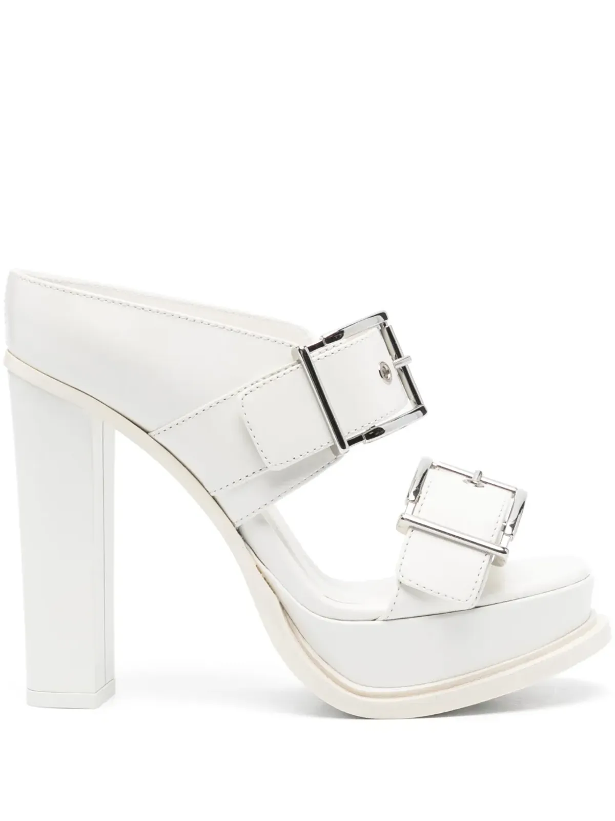 Alexander McQueen レザー ヒール付きサンダル - ホワイト - 画像1