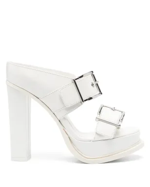Alexander McQueen レザー ヒール付きサンダル - ホワイト - サムネイル1