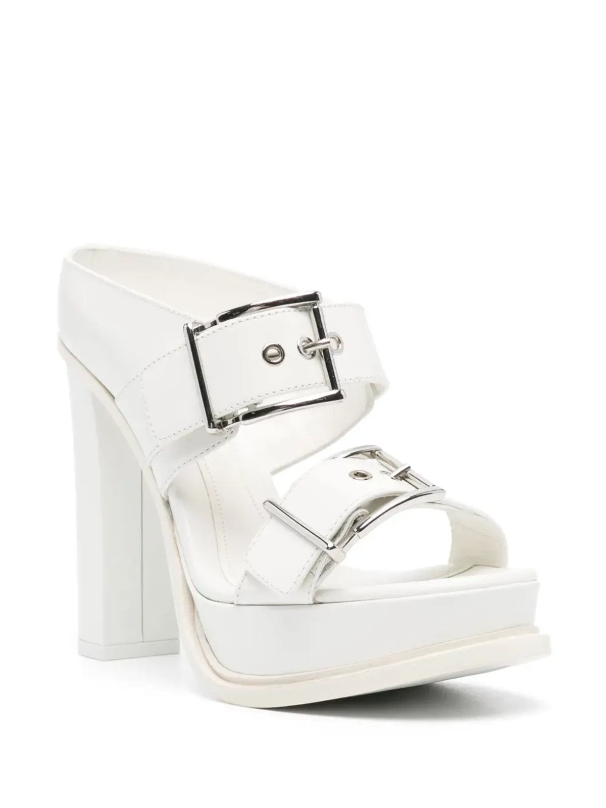 Alexander McQueen レザー ヒール付きサンダル - ホワイト - 画像2