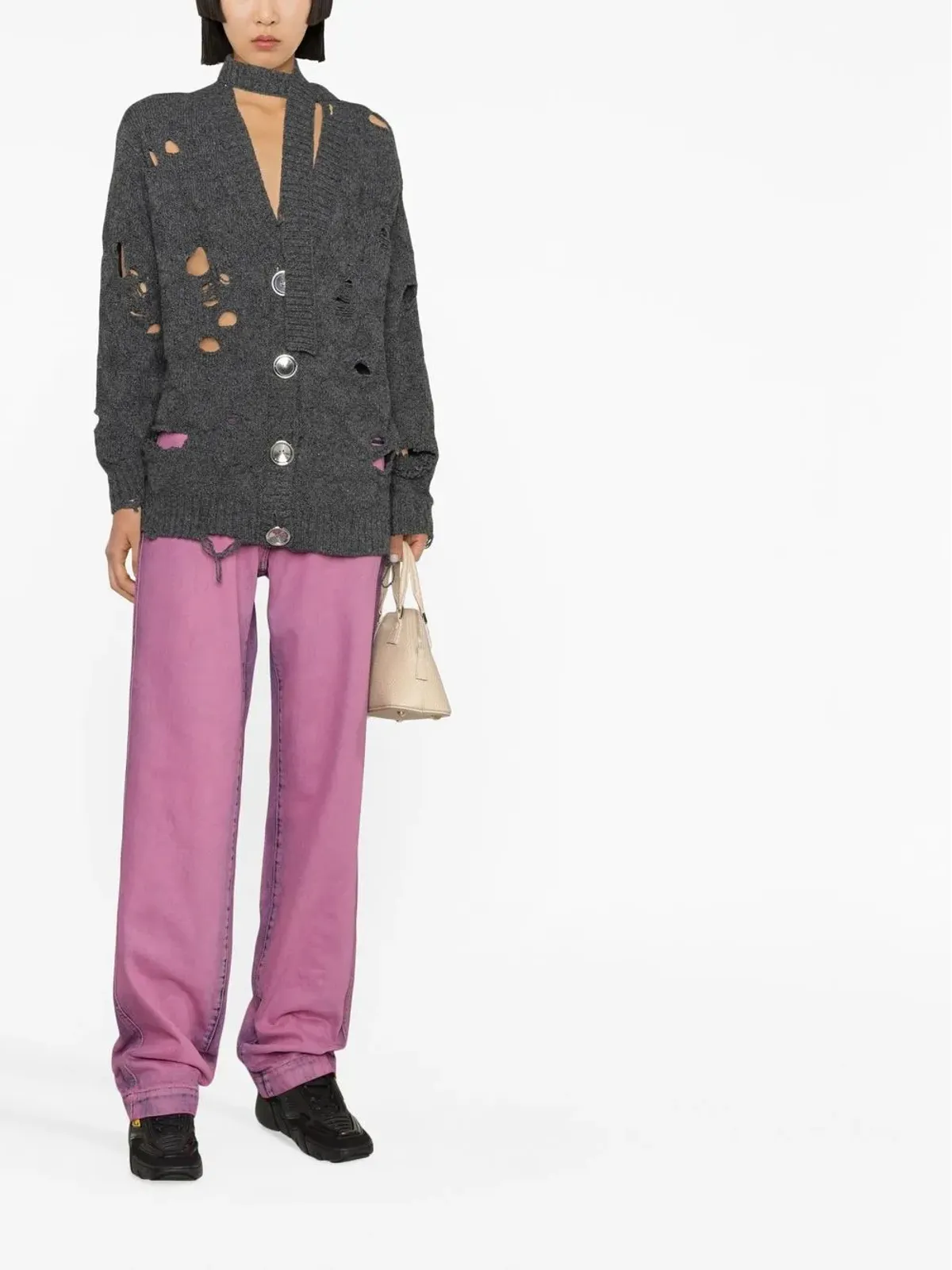 MERYLL ROGGE oversized distressed wool cardigan - Grey - 画像2