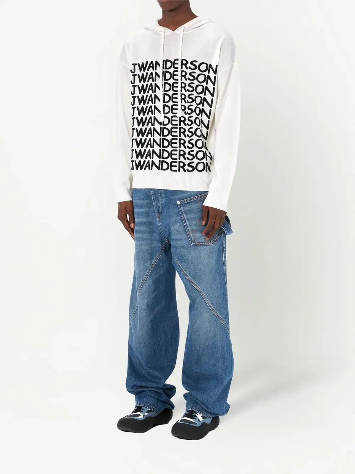 JW Anderson ロゴプリントメリノフーディ - 画像2
