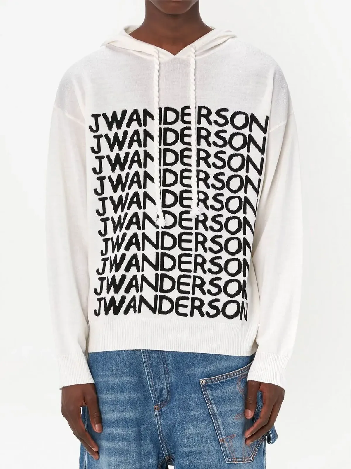 JW Anderson ロゴプリントメリノフーディ - 画像4