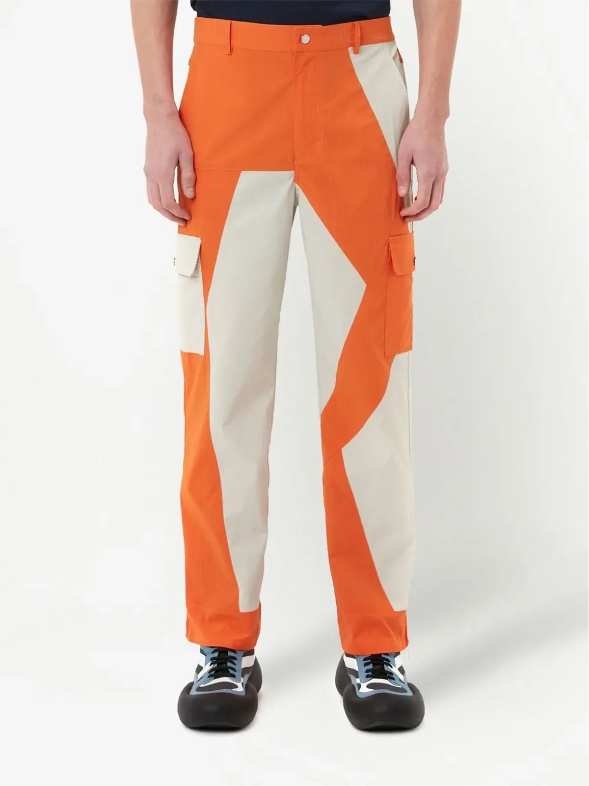 JW Anderson カラーブロック・ストレートレッグパンツ オレンジ - 画像3