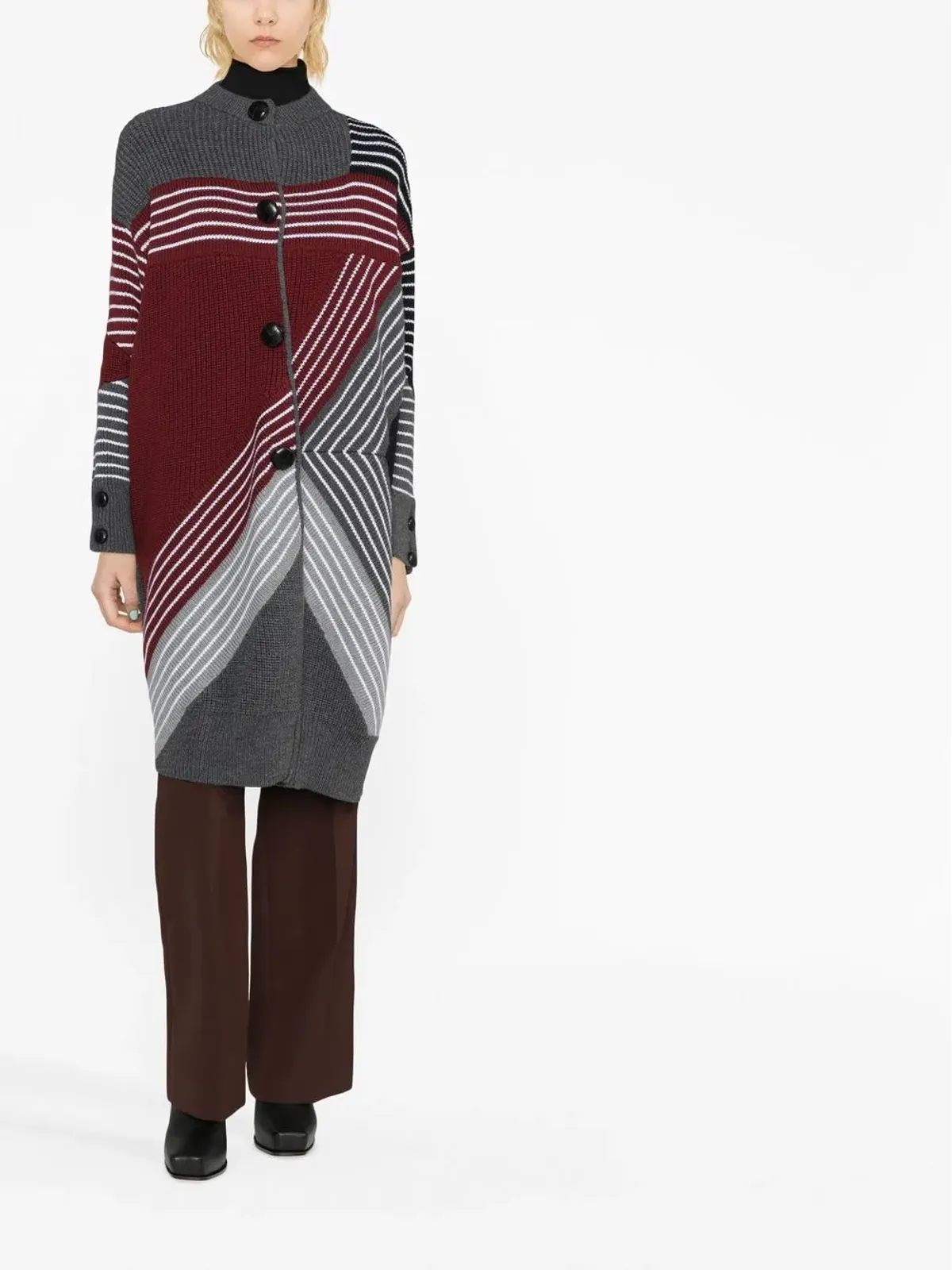 Stella McCartney S by S 3Dストライプ ヴァージンウール カーディコート - 画像2