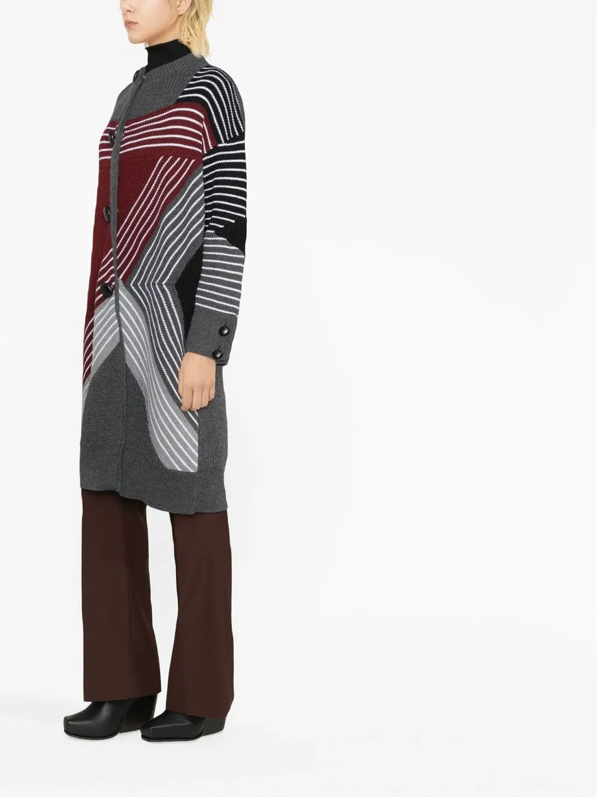 Stella McCartney S by S 3Dストライプ ヴァージンウール カーディコート - 画像4
