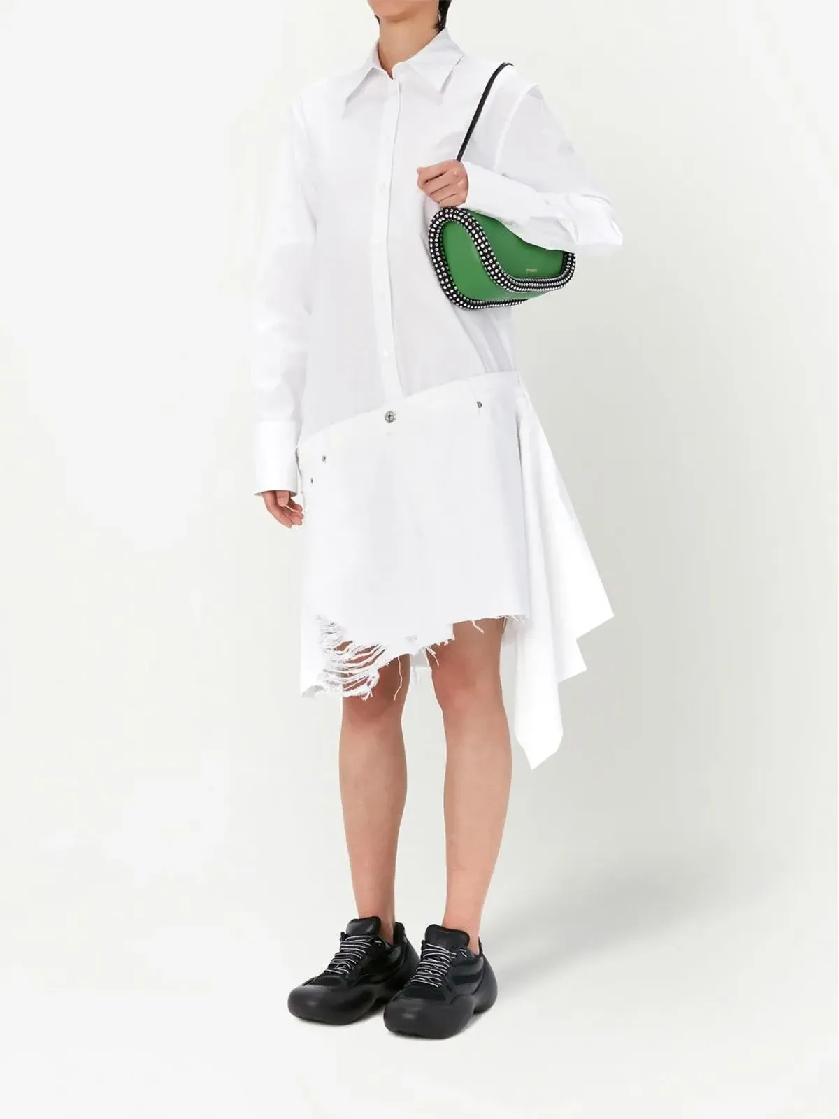 JW Anderson ダメージ加工風アシンメトリックシャツドレス - 画像3
