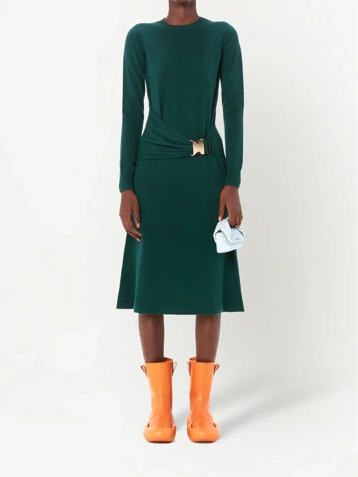 JW Anderson バックルウエスト ミディドレス - グリーン - 画像3