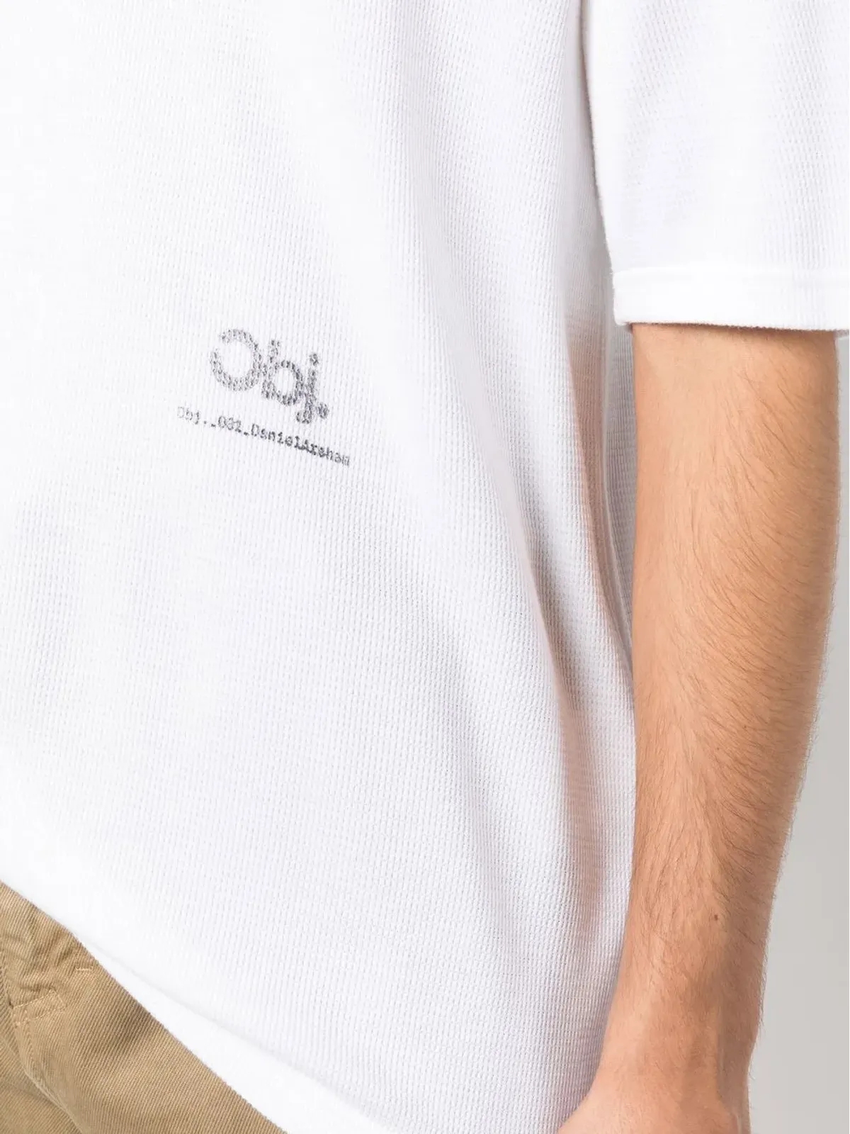 OBJECTS IV LIFE ロゴプリント ワッフル編みTシャツ - 画像5