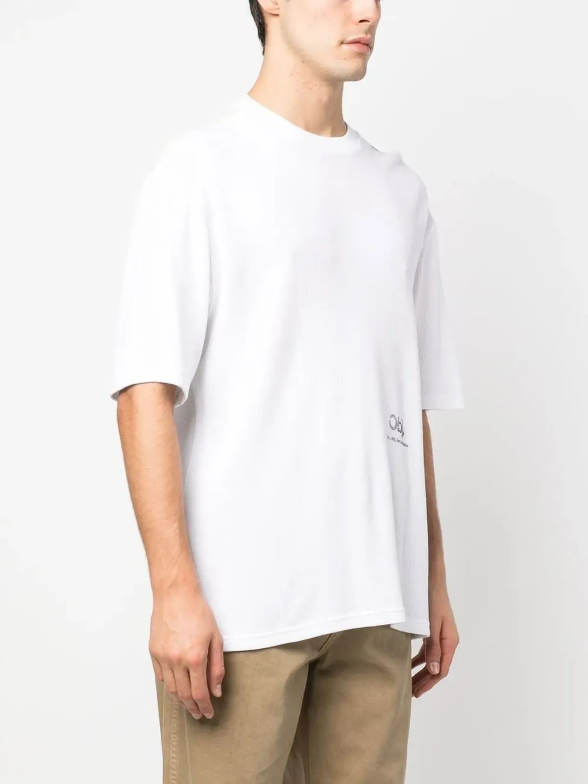 OBJECTS IV LIFE ロゴプリント ワッフル編みTシャツ - 画像3