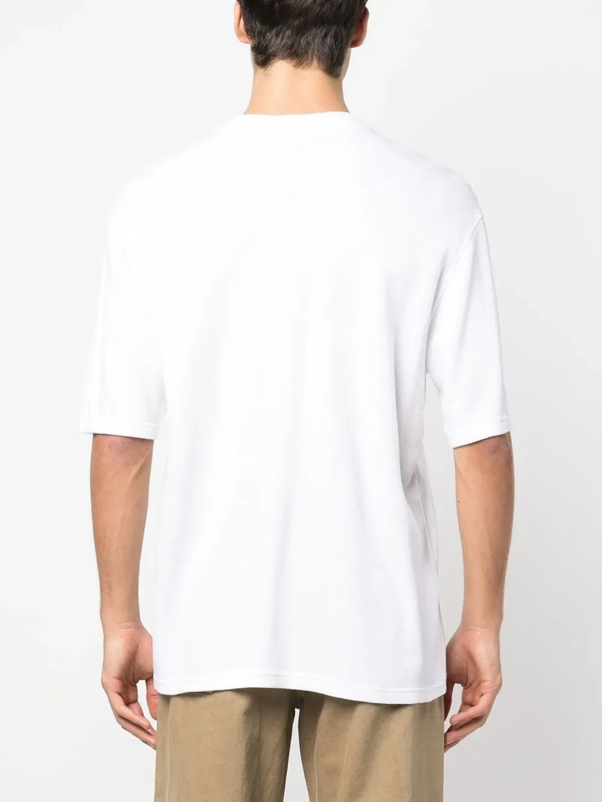 OBJECTS IV LIFE ロゴプリント ワッフル編みTシャツ - 画像4