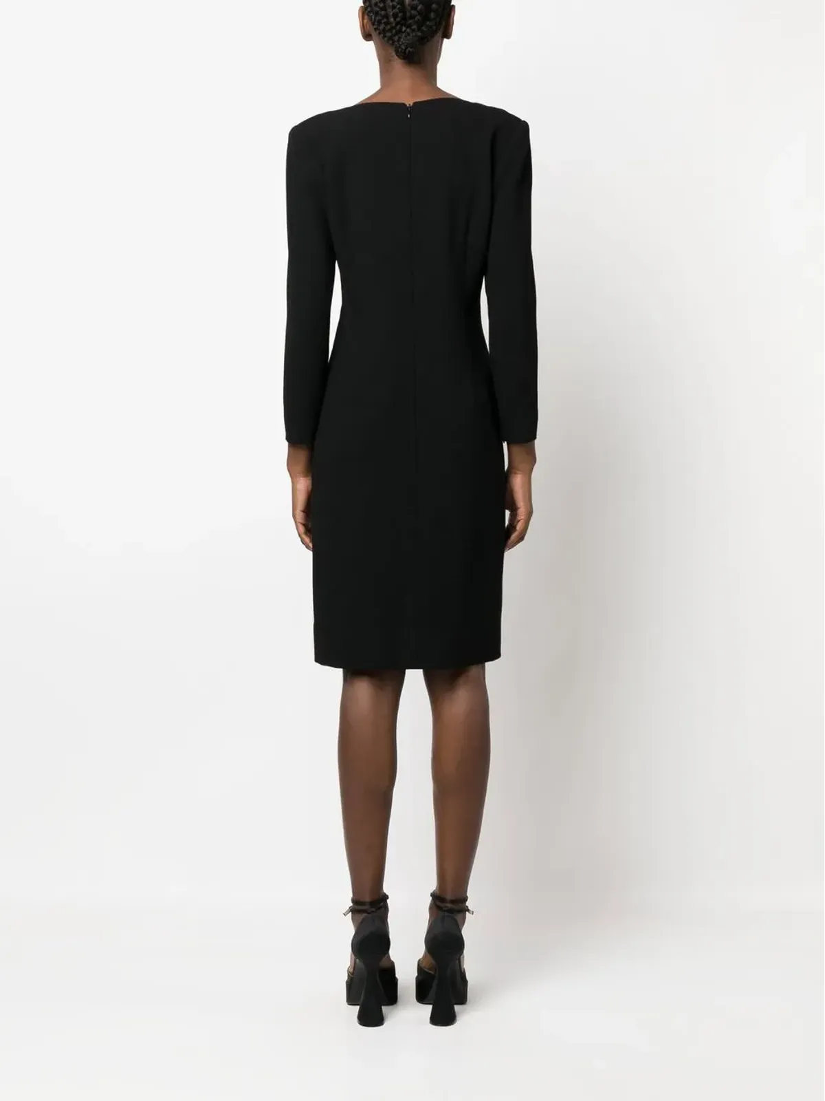 Givenchy ビンテージ 1990年代 フローラルモチーフ 長袖ドレス ブラック - 画像4