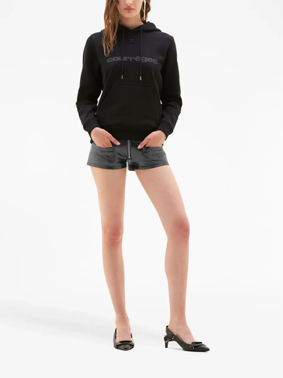 Courrèges グレインドテクスチャー・ミニショーツ - 画像2
