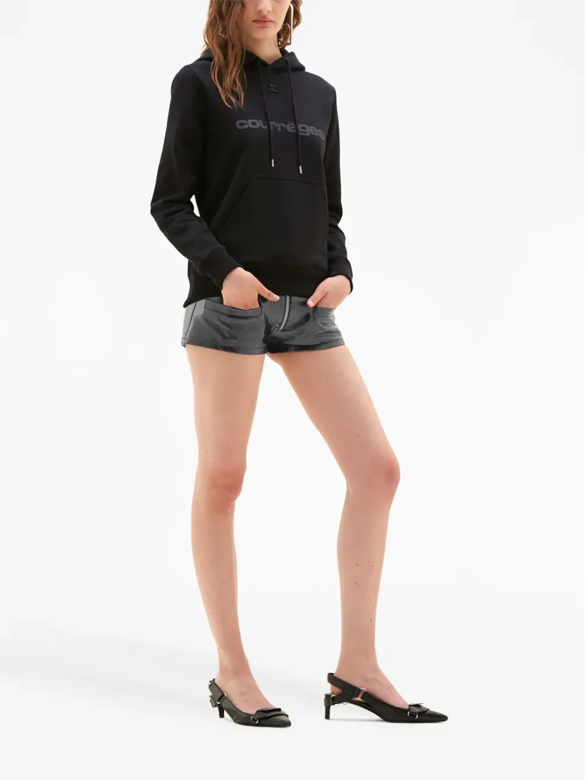 Courrèges グレインドテクスチャー・ミニショーツ - 画像3