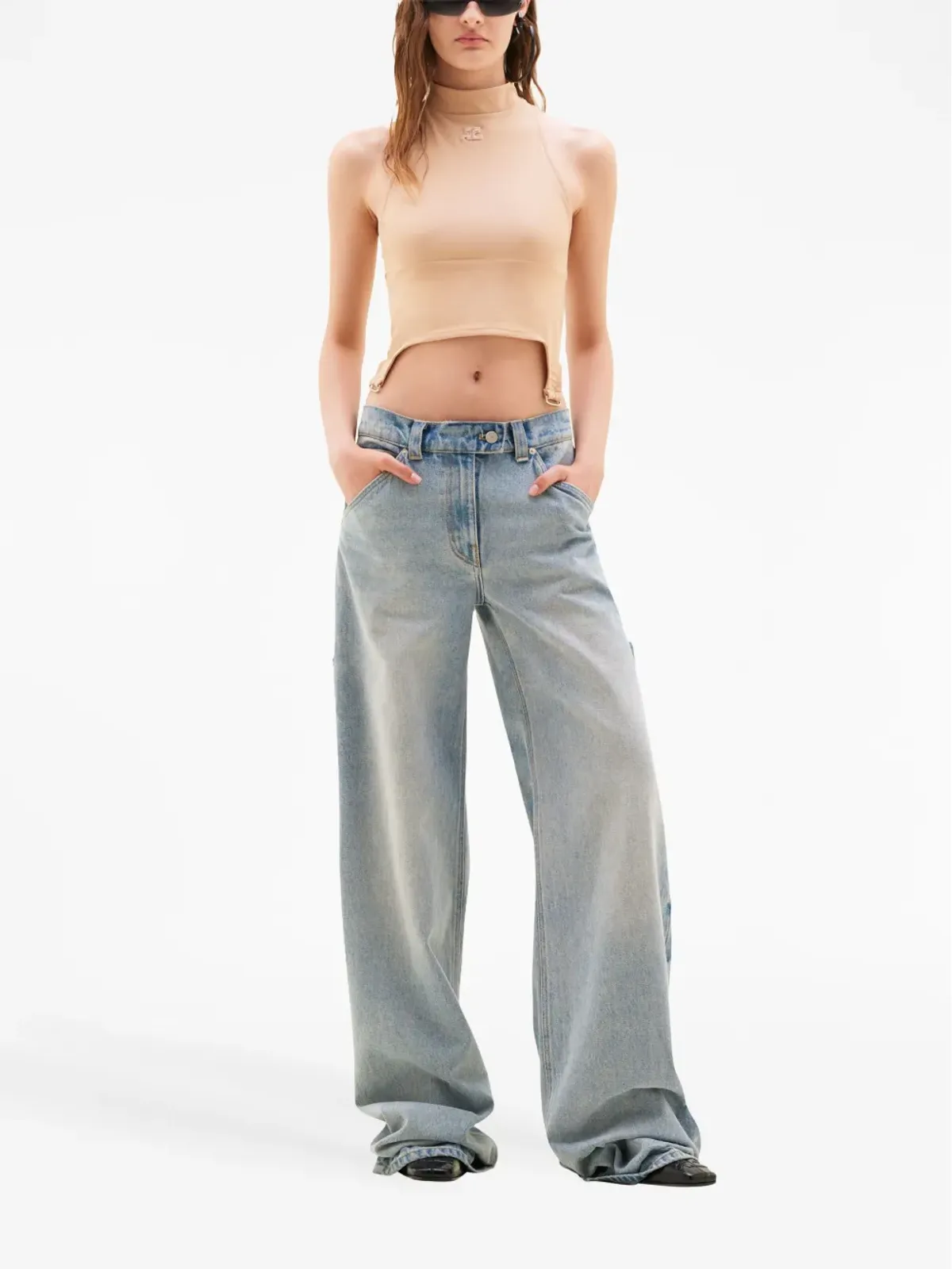 Courrèges ライトウォッシュ・ワイドレッグジーンズ - 画像2