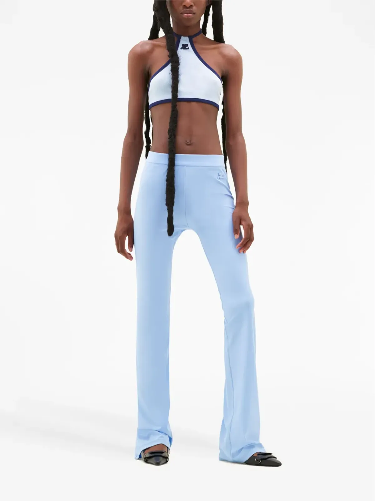 Courrèges テックジャージー・フレアパンツ ブルー - 画像2