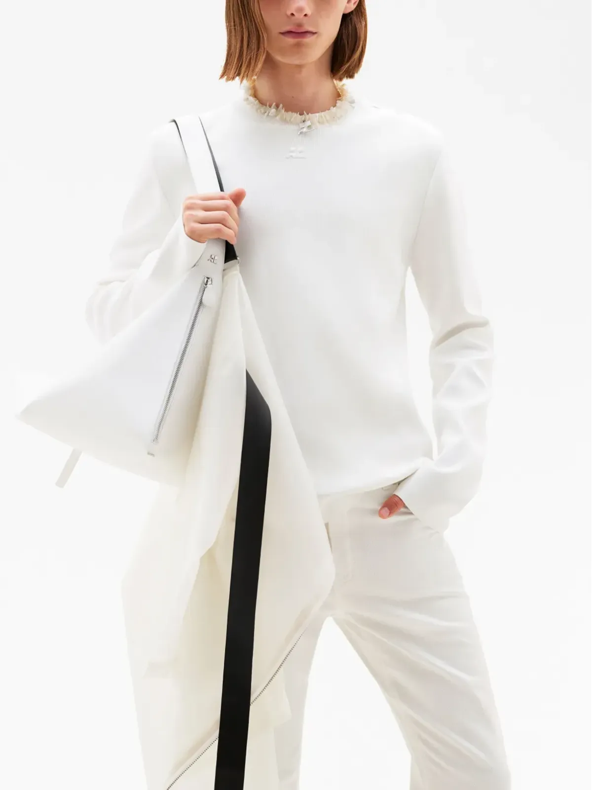 Courrèges ロゴパッチボタン留めセーター - ホワイト - 画像5