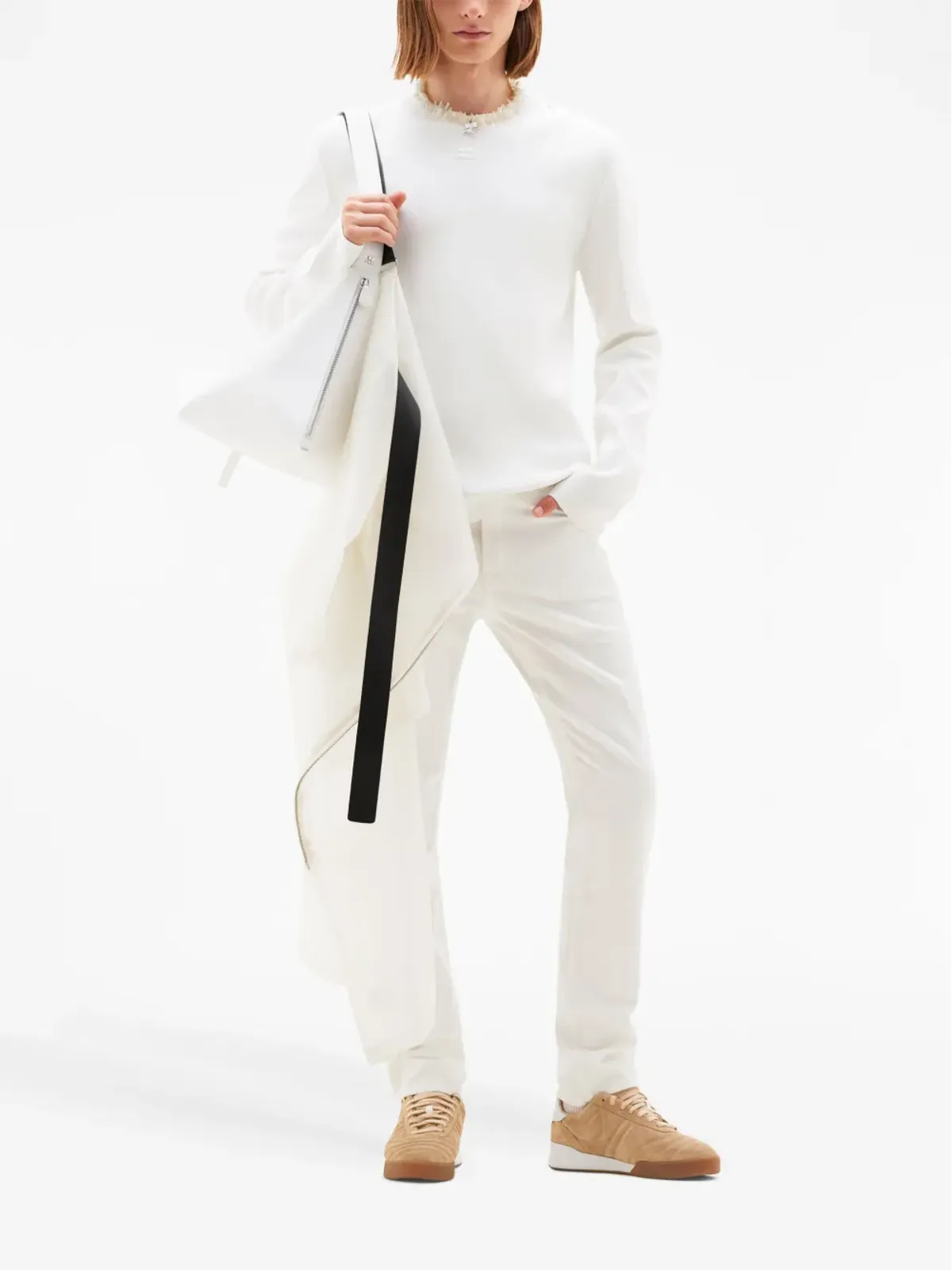 Courrèges ロゴパッチボタン留めセーター - ホワイト - 画像2