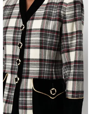 Saint Laurent Pre-Owned 1980年代 チェック柄ウール スカートスーツ - サムネイル5