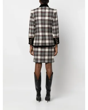 Saint Laurent Pre-Owned 1980年代 チェック柄ウール スカートスーツ - サムネイル4