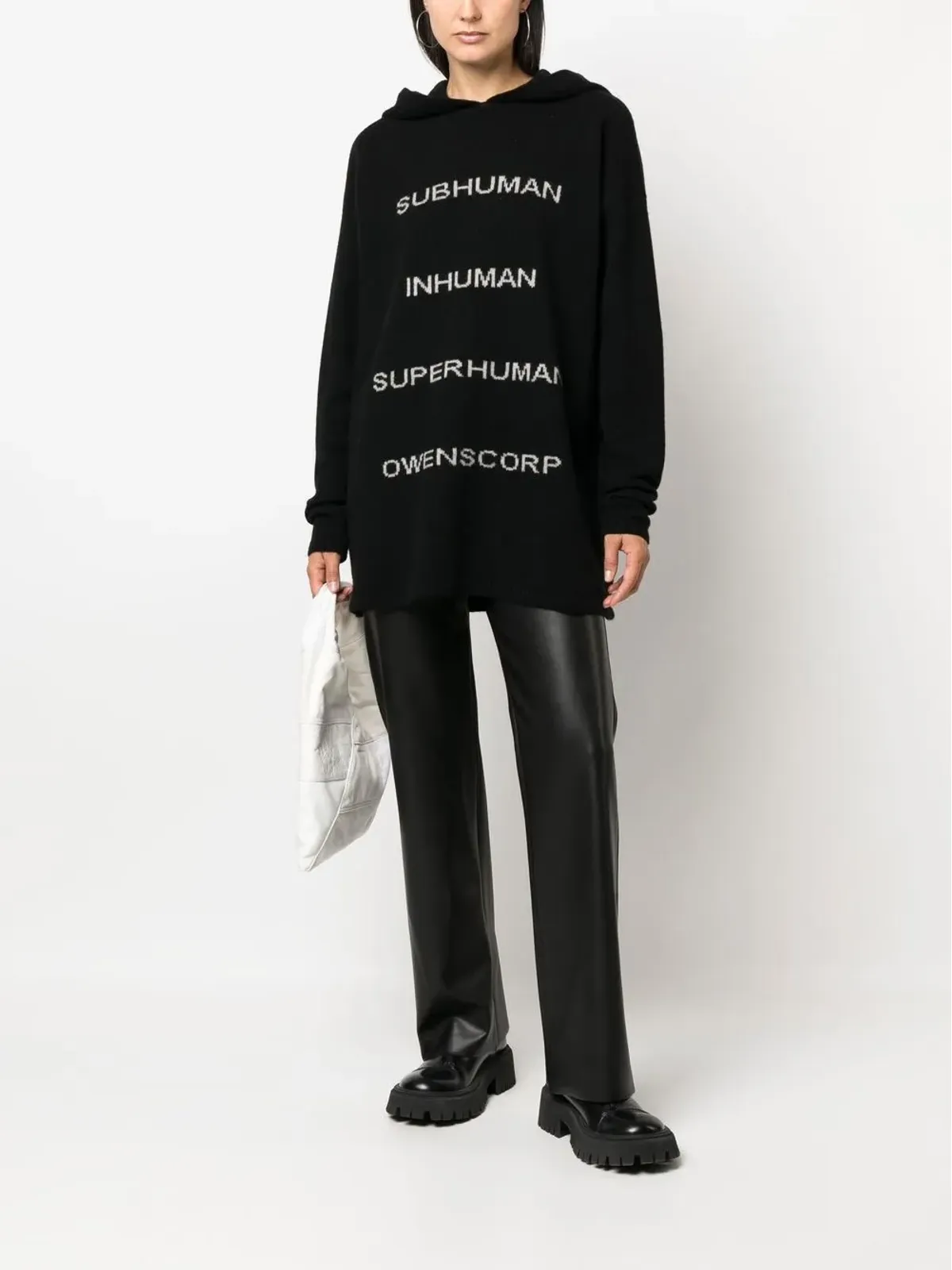 Rick Owens インターシャ編みプルオーバー フーディ - 画像2