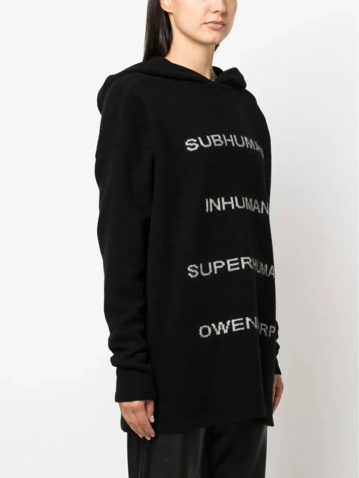 Rick Owens インターシャ編みプルオーバー フーディ - 画像3
