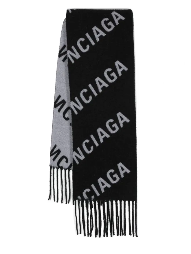 Balenciaga Balenciaga フリンジ付きジャカードロゴスカーフの商品画像