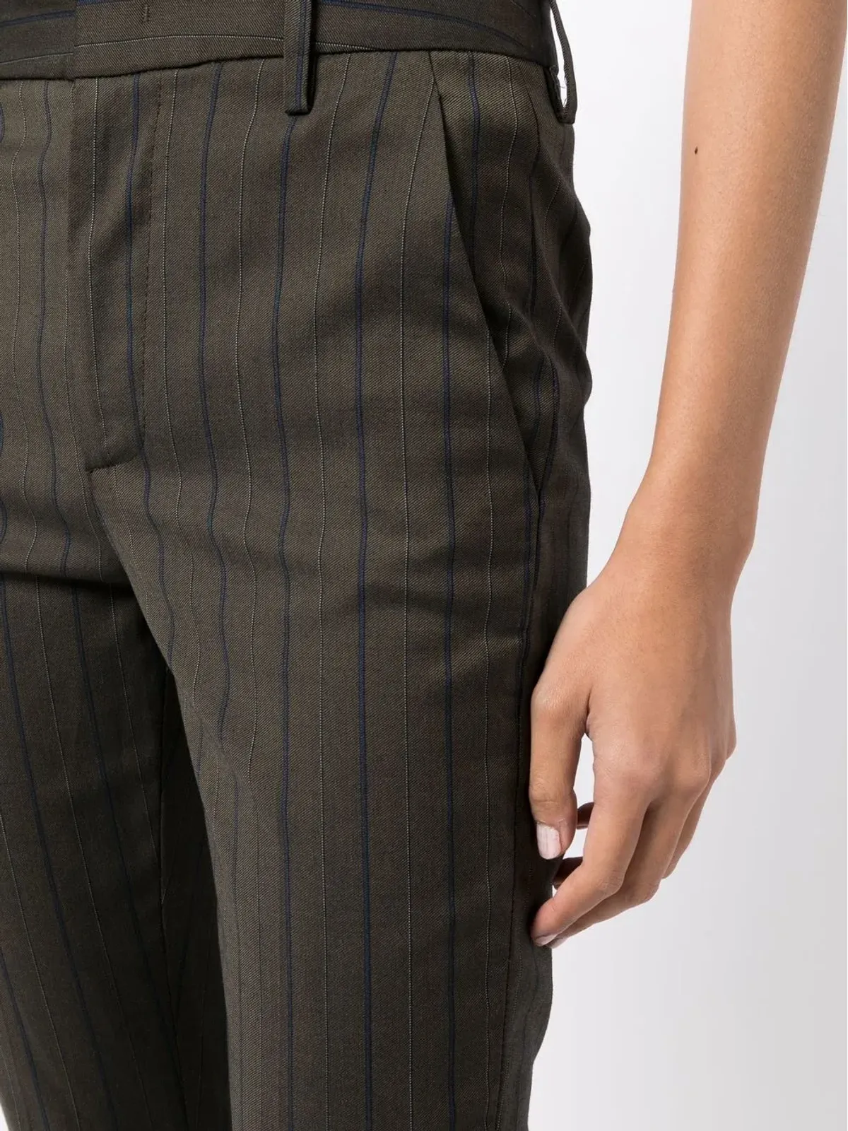 DONDUP ストライプ柄クロップドパンツ ブラウン - 画像5