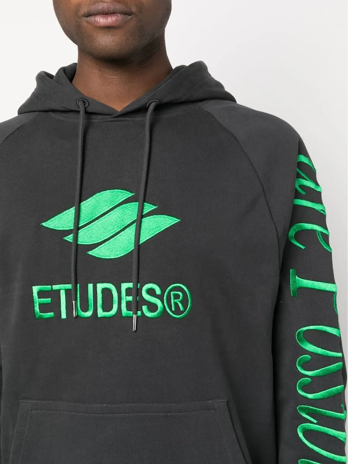 Études Studio Racing Eco logo-embroidered hoodie - Black - 画像5