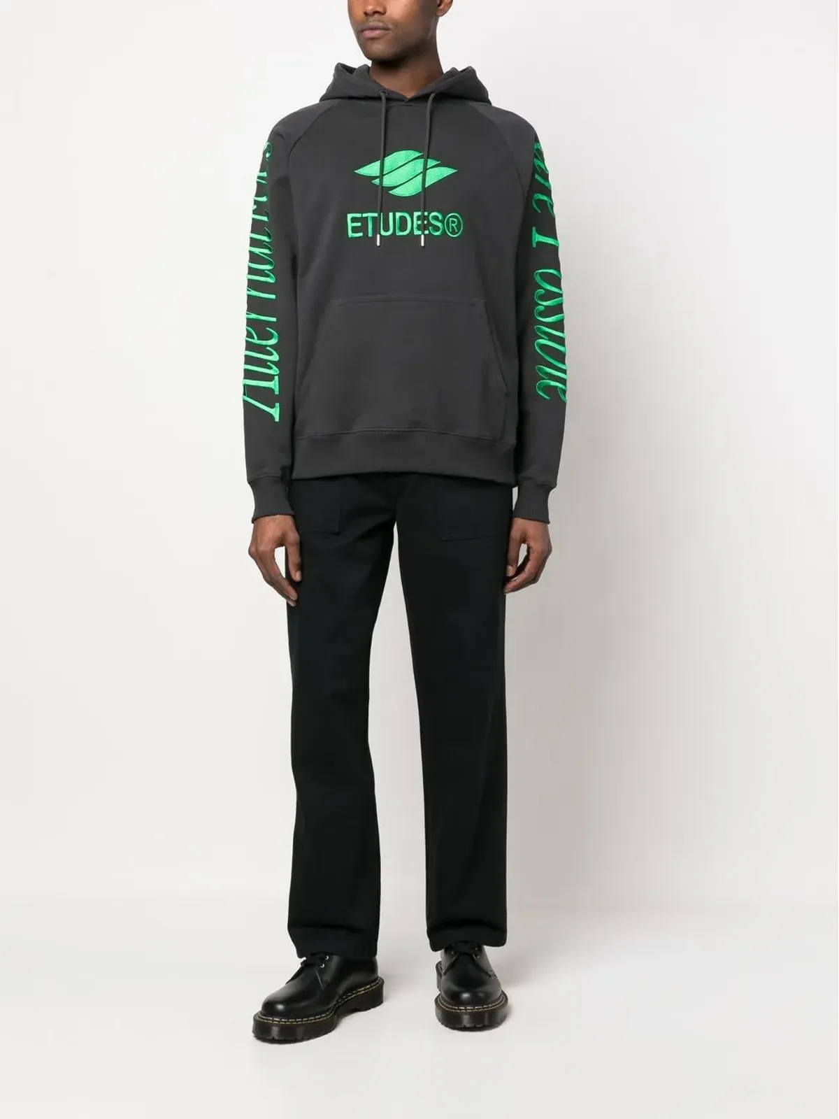 Études Studio Racing Eco logo-embroidered hoodie - Black - 画像2