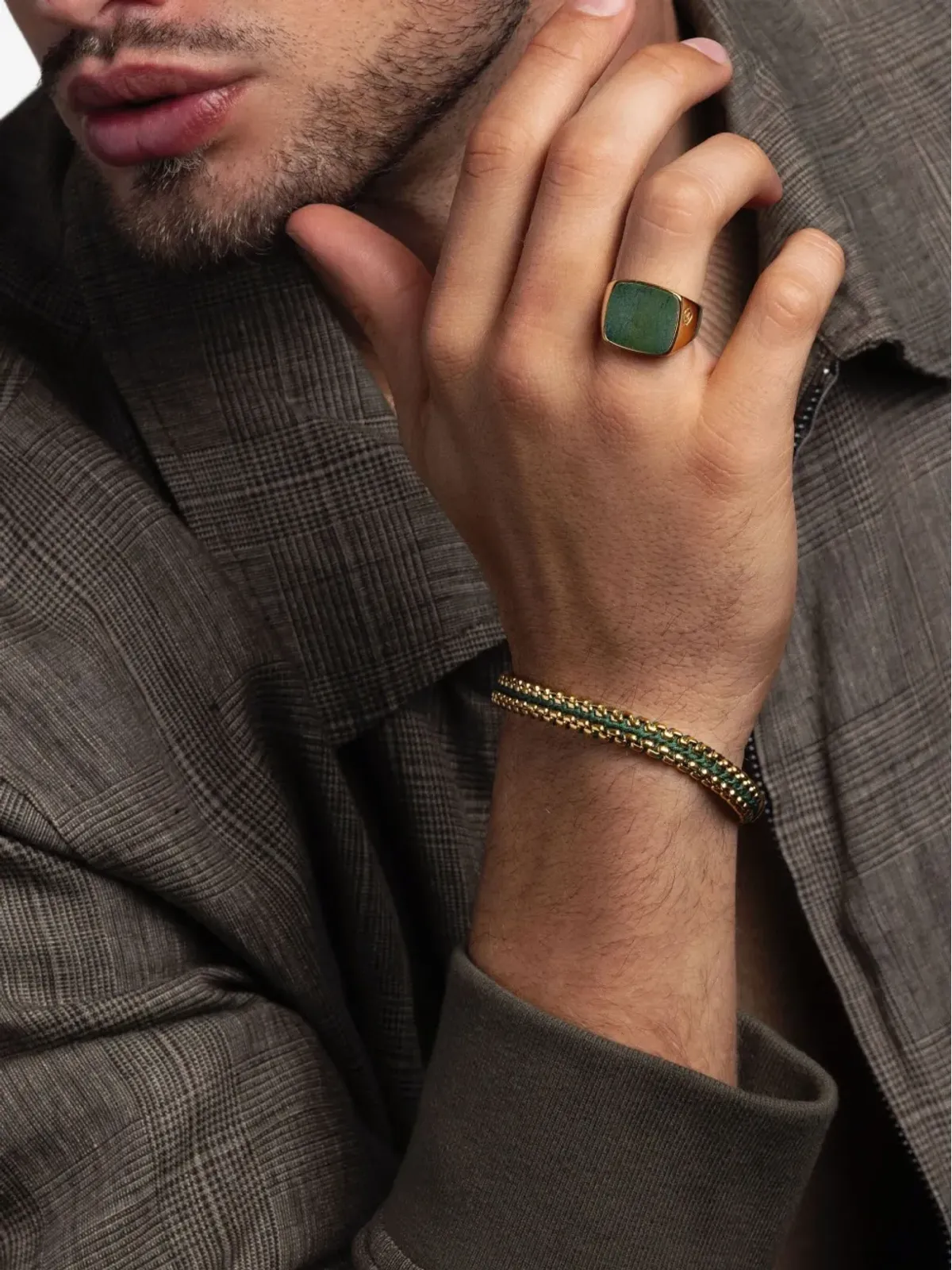 Nialaya Jewelry ジェイド・サイネット・リング - ゴールド - 画像2