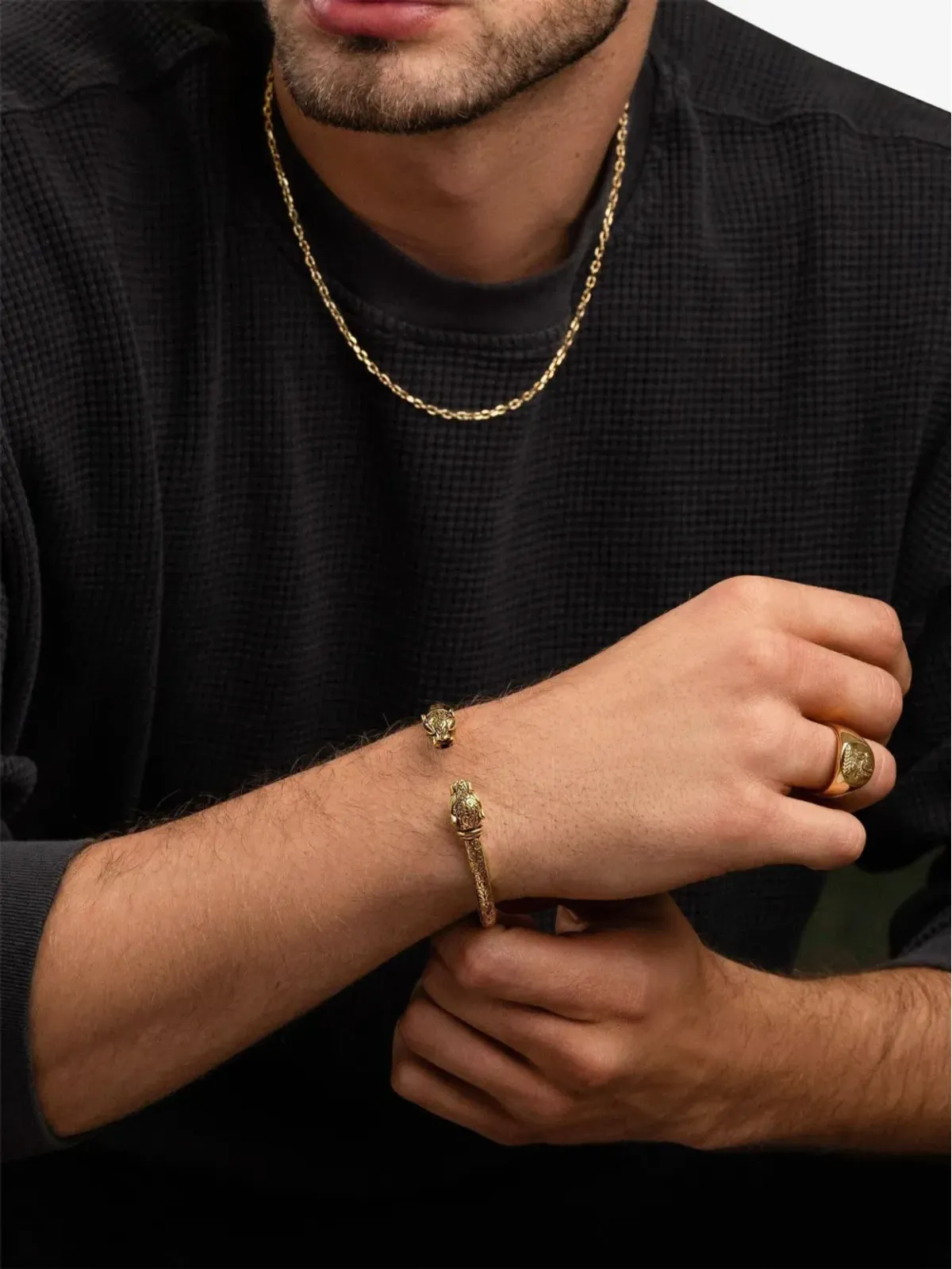 Nialaya Jewelry パンサー ヒンジ付き バングル - 画像4