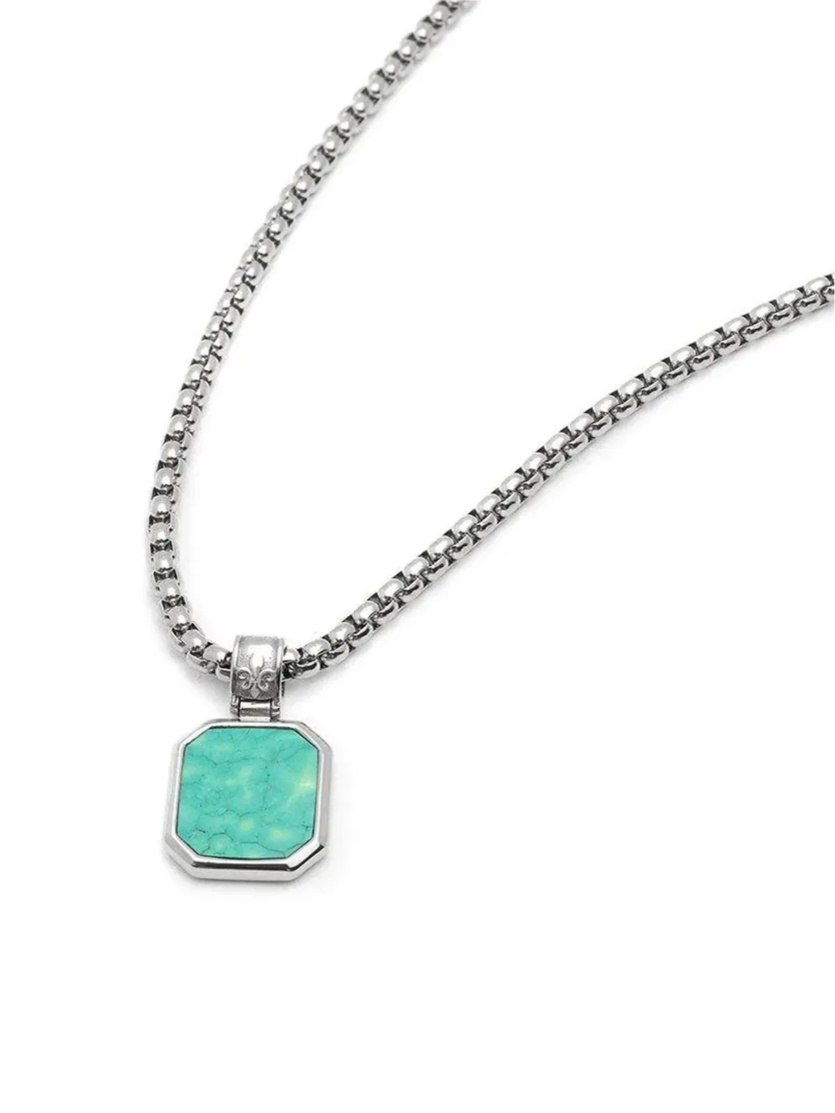 Nialaya Jewelry スクエアターコイズ ペンダント チェーン ネックレス - 画像3
