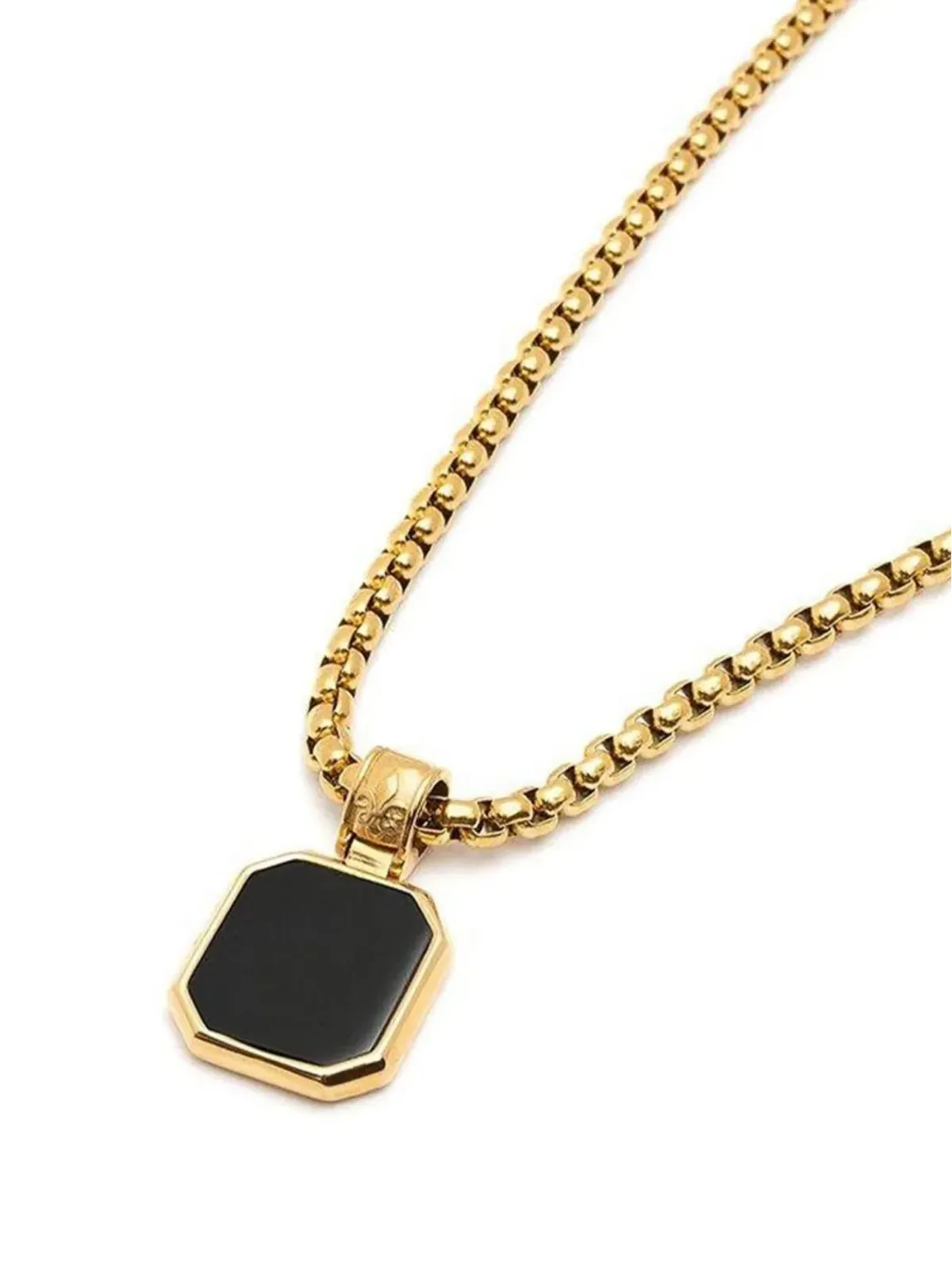 Nialaya Jewelry スクエア オニキス ペンダント ネックレス - 画像2